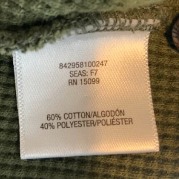 Outdoor Life Men's Henley Waffle Knit 1/4 Front Button Army Green Shirt Size XXL - Picture 8 of 8